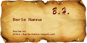 Berle Hanna névjegykártya